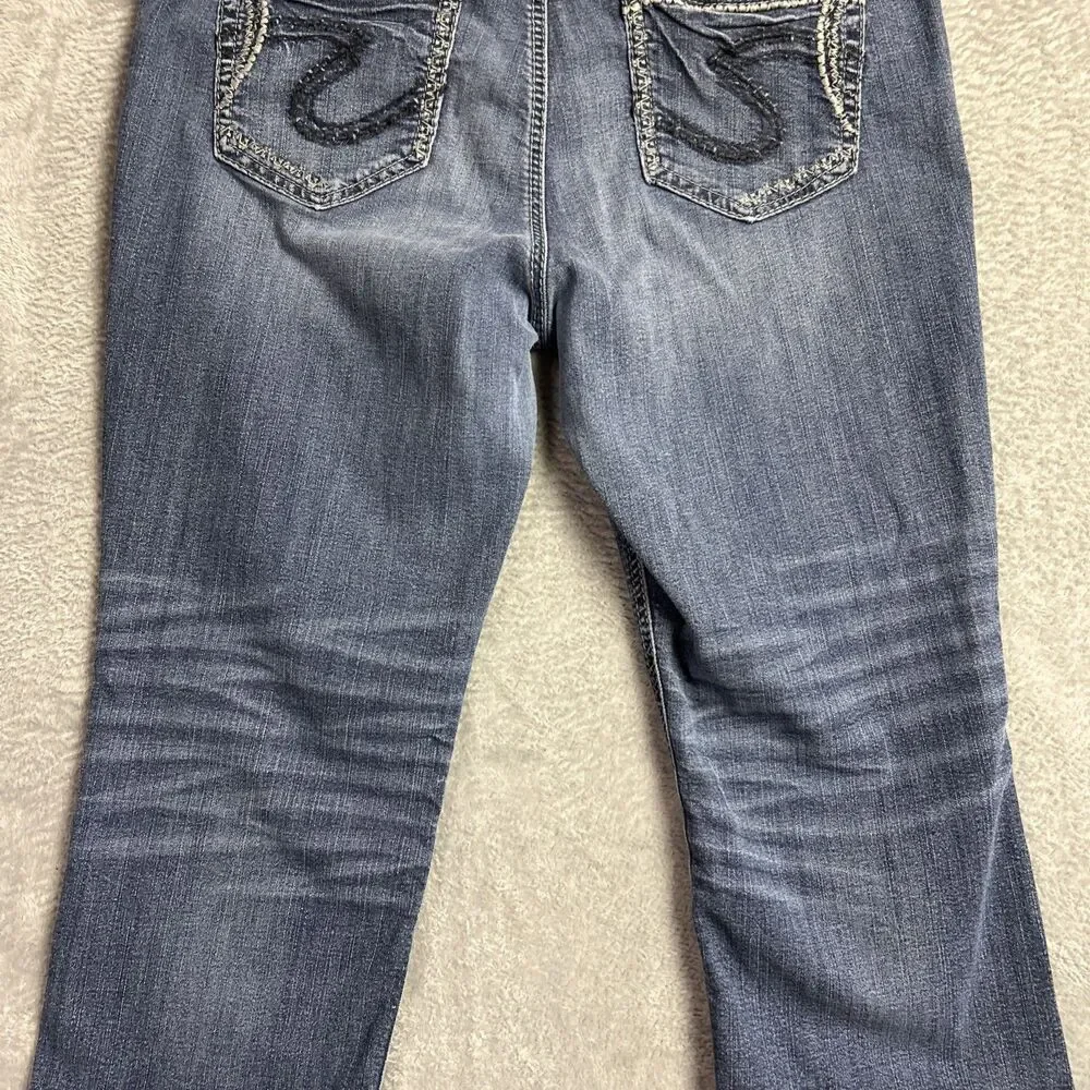 Silver Fluid Denim Suki Mid Capri Womens Jeans 14/23 Medium Wash Y2K